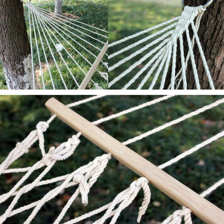 Outdoor Mesh Hammock Cotton Thread Solid Wood Stick Hammock Indoor Swing, Size: 200x80cm Reluova