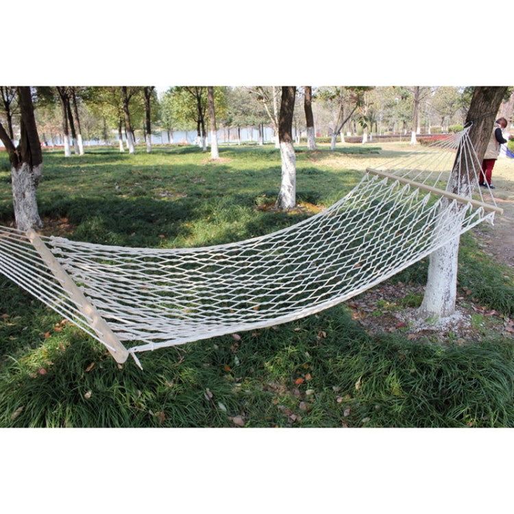 Outdoor Mesh Hammock Cotton Thread Solid Wood Stick Hammock Indoor Swing, Size: 200x80cm Reluova