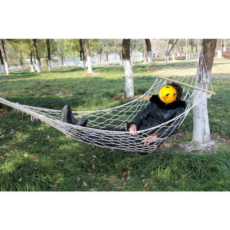 Outdoor Mesh Hammock Cotton Thread Solid Wood Stick Hammock Indoor Swing, Size: 200x80cm Reluova