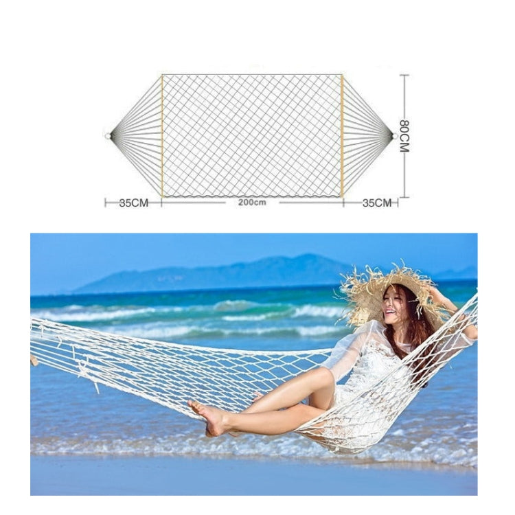 Outdoor Mesh Hammock Cotton Thread Solid Wood Stick Hammock Indoor Swing, Size: 200x80cm Reluova