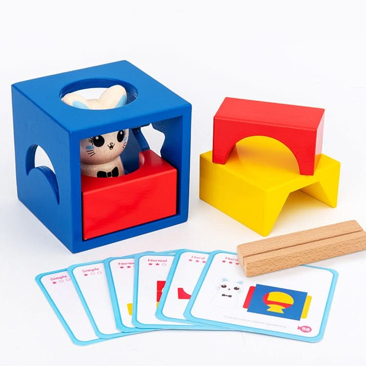 Children Puzzle Creative Assembling Building Blocks Cat Magic Box Baby Early Education Board Game Toys Reluova