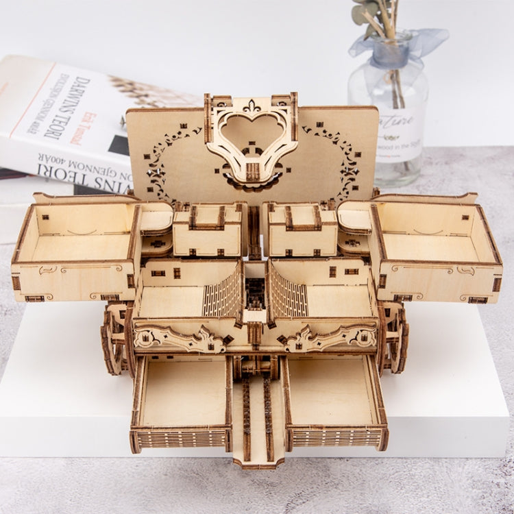 Wooden Machinery Antique Box DIY Gift Gear Rotating Model 3D Assembly Puzzle Educational Toy Reluova