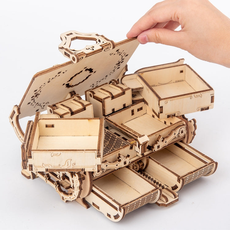 Wooden Machinery Antique Box DIY Gift Gear Rotating Model 3D Assembly Puzzle Educational Toy