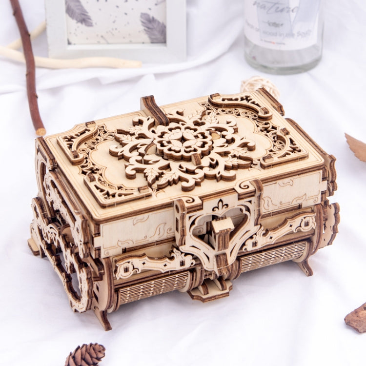 Wooden Machinery Antique Box DIY Gift Gear Rotating Model 3D Assembly Puzzle Educational Toy Reluova