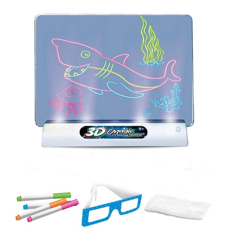 3D Fluorescent Drawing Board Magic Luminous Three-Dimensional Writing Board Graffiti Board Lighting Puzzle Children Drawing Board,Style: Reluova