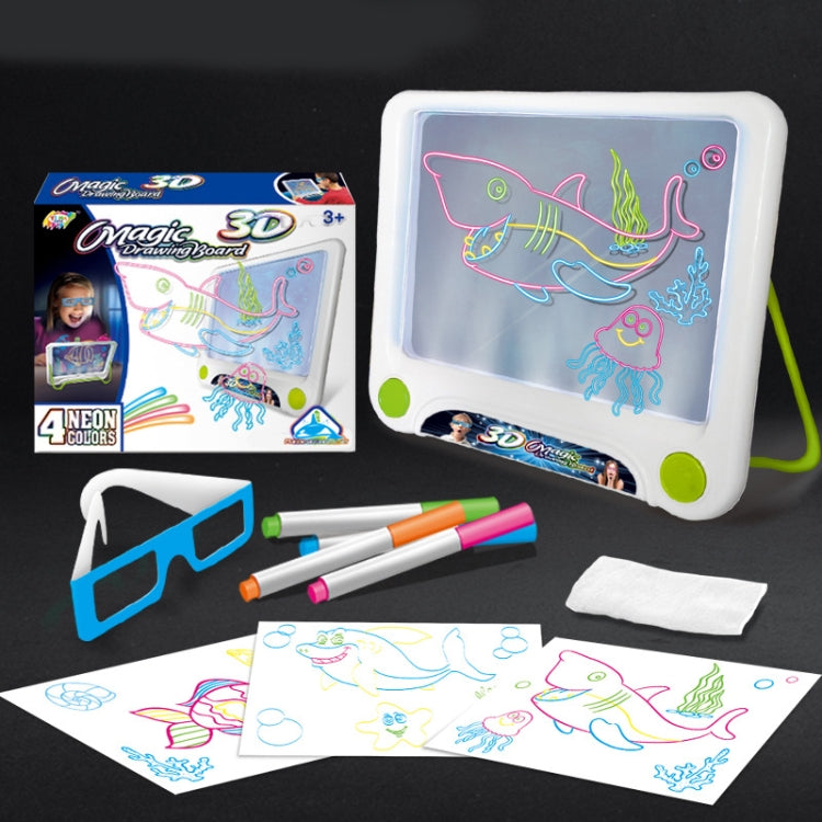 3D Fluorescent Drawing Board Magic Luminous Three-Dimensional Writing Board Graffiti Board Lighting Puzzle Children Drawing Board,Style: Reluova