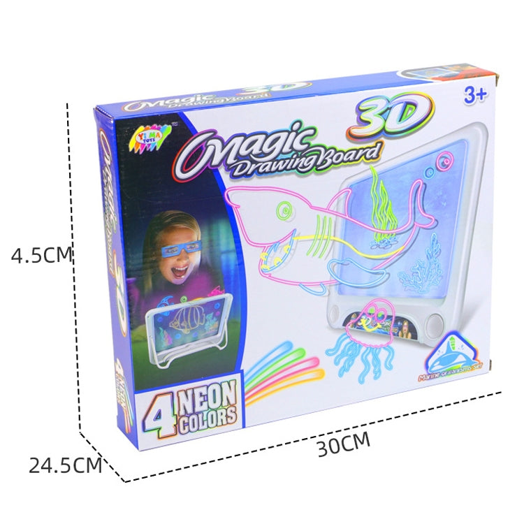 3D Fluorescent Drawing Board Magic Luminous Three-Dimensional Writing Board Graffiti Board Lighting Puzzle Children Drawing Board,Style: