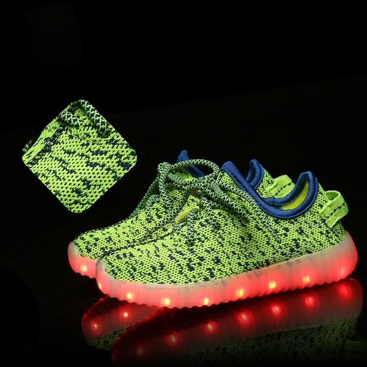 Low-Cut LED Colorful Fluorescent USB Charging Lace-Up Luminous Shoes For Children Reluova