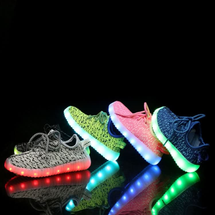 Low-Cut LED Colorful Fluorescent USB Charging Lace-Up Luminous Shoes For Children Reluova