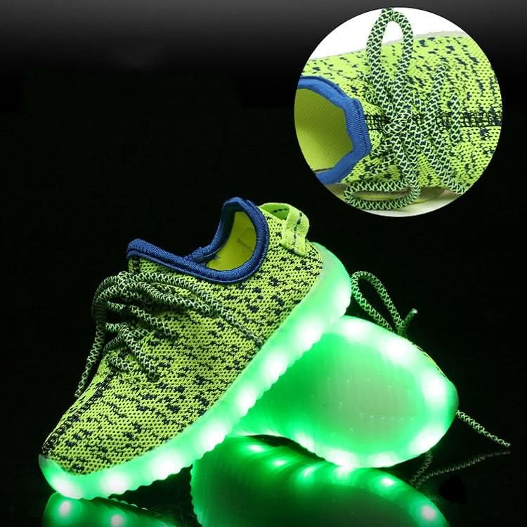 Low-Cut LED Colorful Fluorescent USB Charging Lace-Up Luminous Shoes For Children Reluova