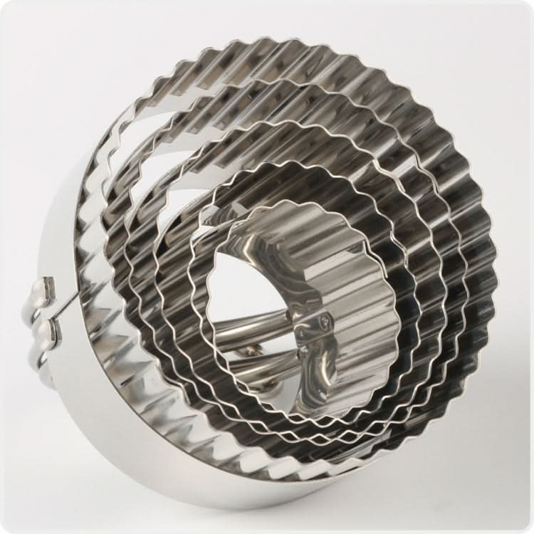 5 in 1 Stainless Steel Circular Wave Pattern Biscuit Cutter Set With Handle Fondant Tool-Reluova