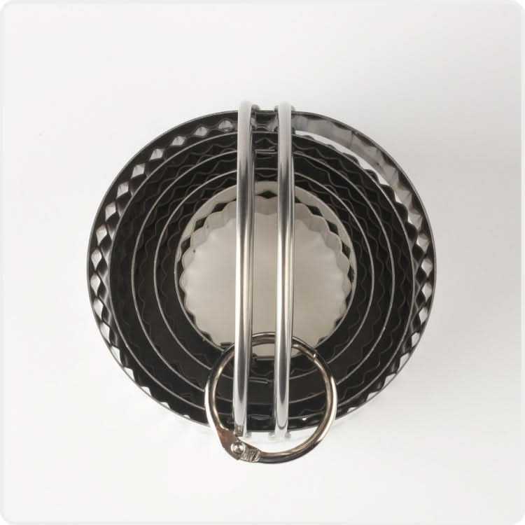 5 in 1 Stainless Steel Circular Wave Pattern Biscuit Cutter Set With Handle Fondant Tool-Reluova