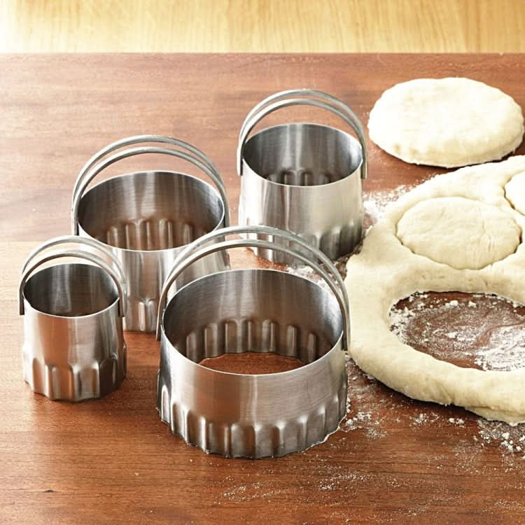 5 in 1 Stainless Steel Circular Wave Pattern Biscuit Cutter Set With Handle Fondant Tool-Reluova