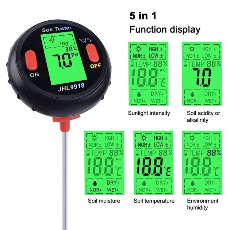 Five-In-One Soil Meter PH Humidity Temperature Photometry Detector PH Photometry Multifunctional Detector My Store