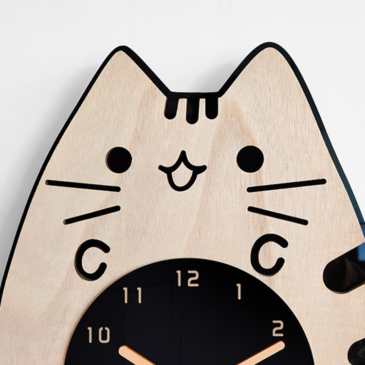 Wooden Cartoon Clocks Home Decoration Living Room Cat Wagging Tail Swinging Wall Clock My Store