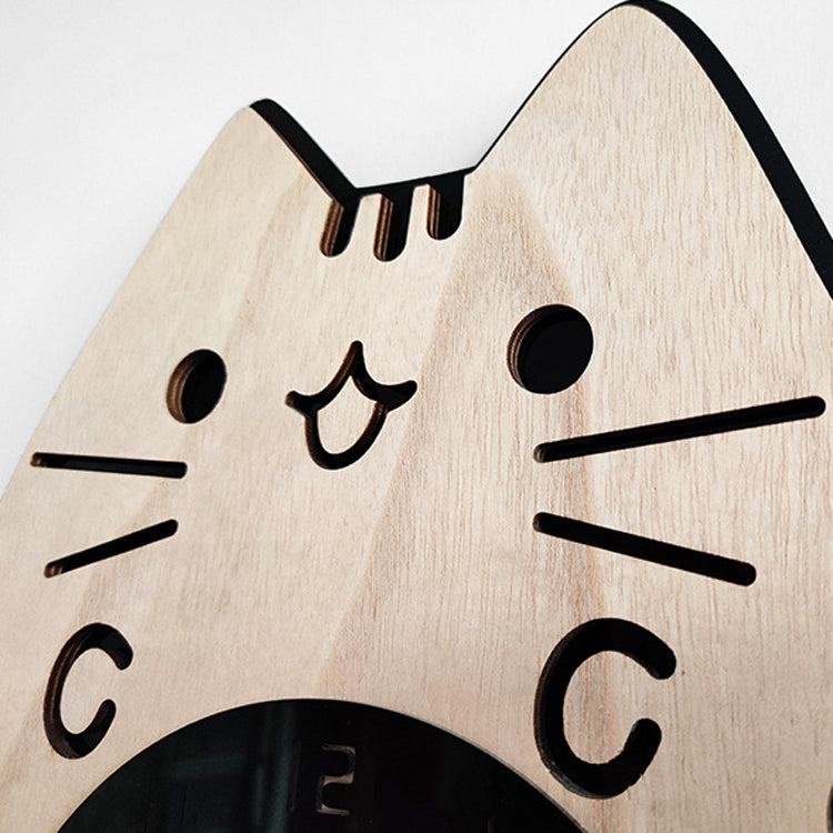 Wooden Cartoon Clocks Home Decoration Living Room Cat Wagging Tail Swinging Wall Clock My Store