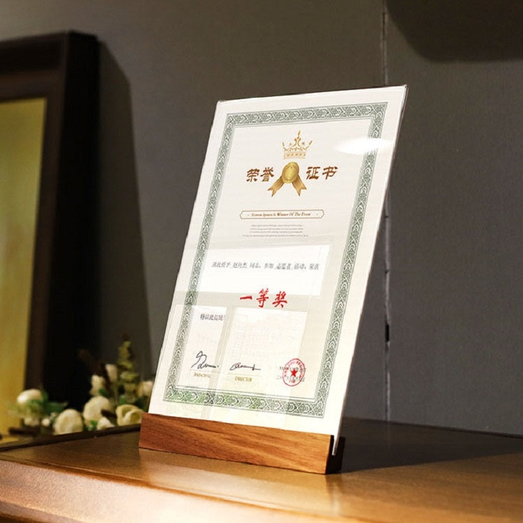 Transparent Acrylic Wooden Base Certificate Photo Frame