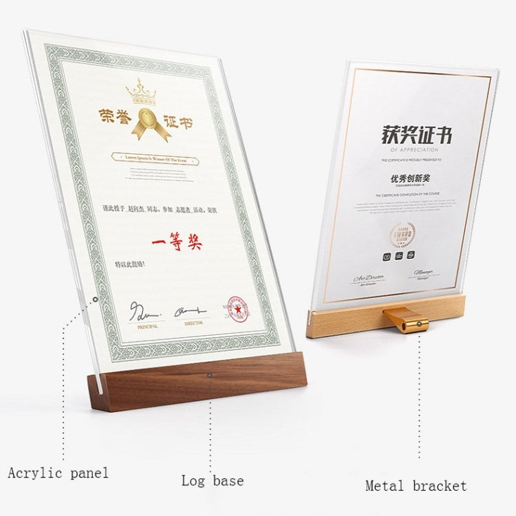 Transparent Acrylic Wooden Base Certificate Photo Frame