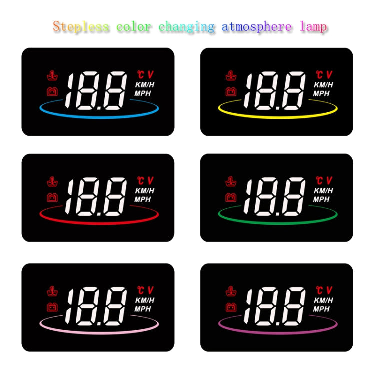 L2 HUD Head-Up Display, Water Temperature Per Hour, OBD Car Display With Color-Changing Atmosphere Light