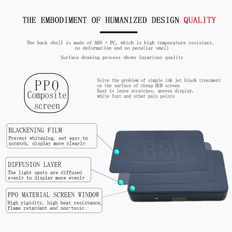 L2 HUD Head-Up Display, Water Temperature Per Hour, OBD Car Display With Color-Changing Atmosphere Light