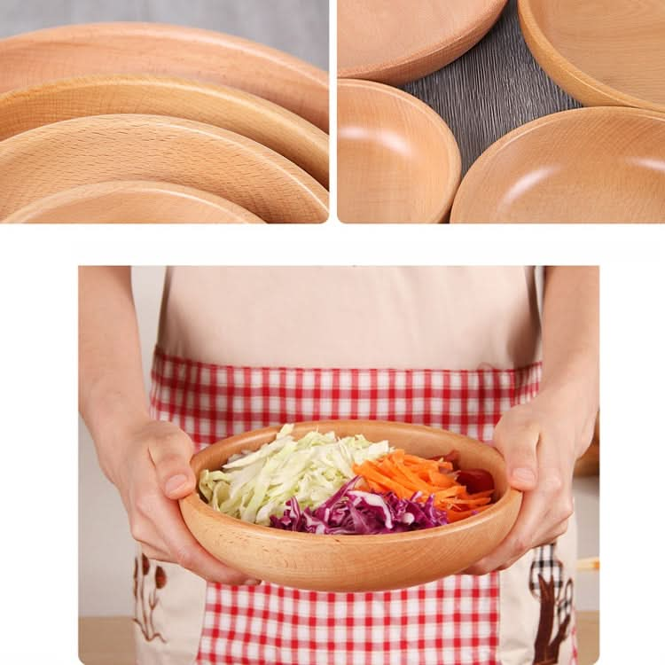 Round Fruit Plate Salad Bowl Thick Wood Dried Fruit Plate Fruit Sushi Plate Reluova