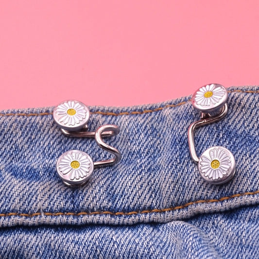 6 in 1 Nail-Free Detachable Button Jeans Waist Adjustment Buckle Set, Colour: 25mm (Silver)