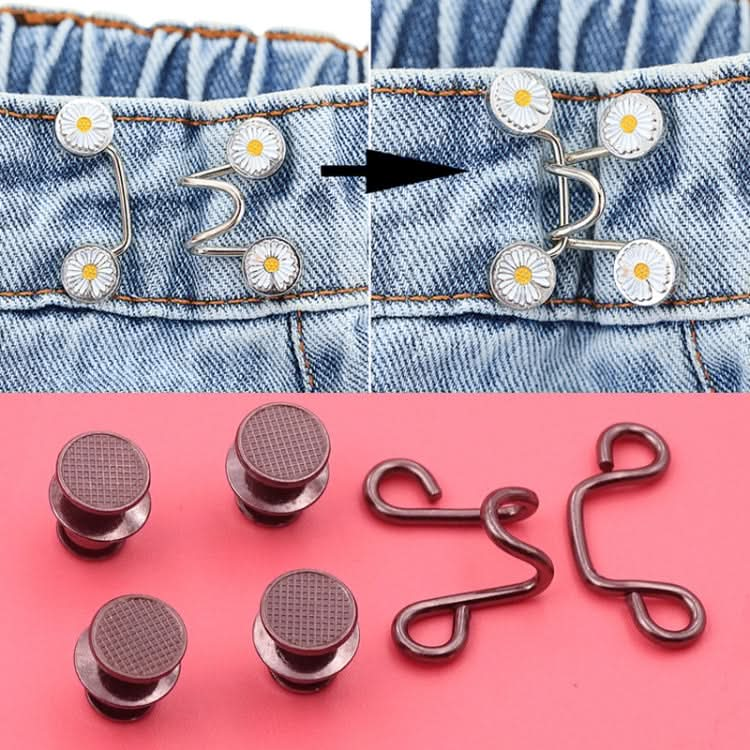 6 in 1 Nail-Free Detachable Button Jeans Waist Adjustment Buckle Set, Colour: 25mm (Silver)-Reluova