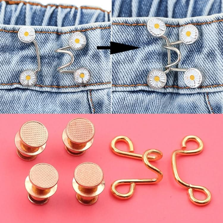 6 in 1 Nail-Free Detachable Button Jeans Waist Adjustment Buckle Set, Colour: 25mm (Silver)-Reluova