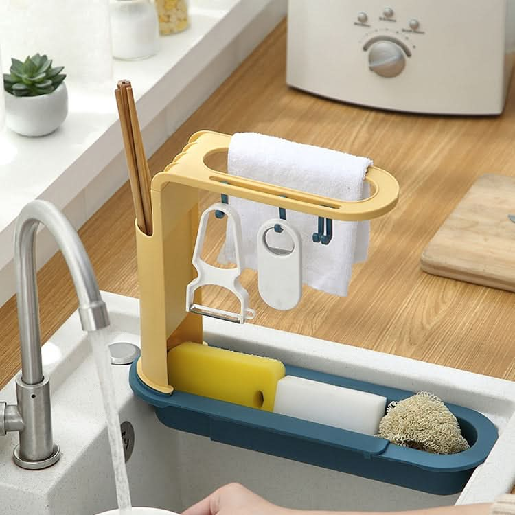 2 PCS Sink Telescopic Storage Drain Rack Kitchen Shelf Dishwashing Cloth Rack