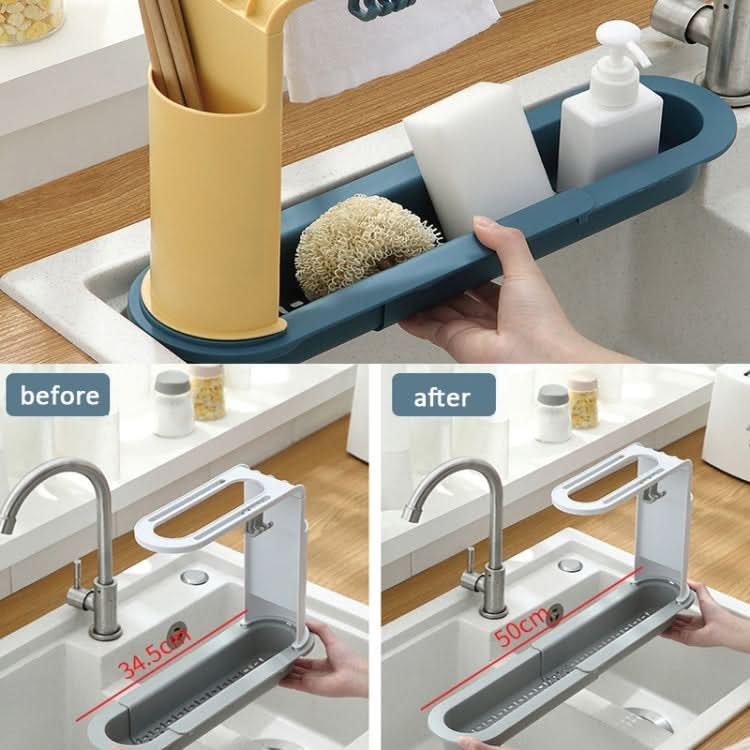 2 PCS Sink Telescopic Storage Drain Rack Kitchen Shelf Dishwashing Cloth Rack-Reluova