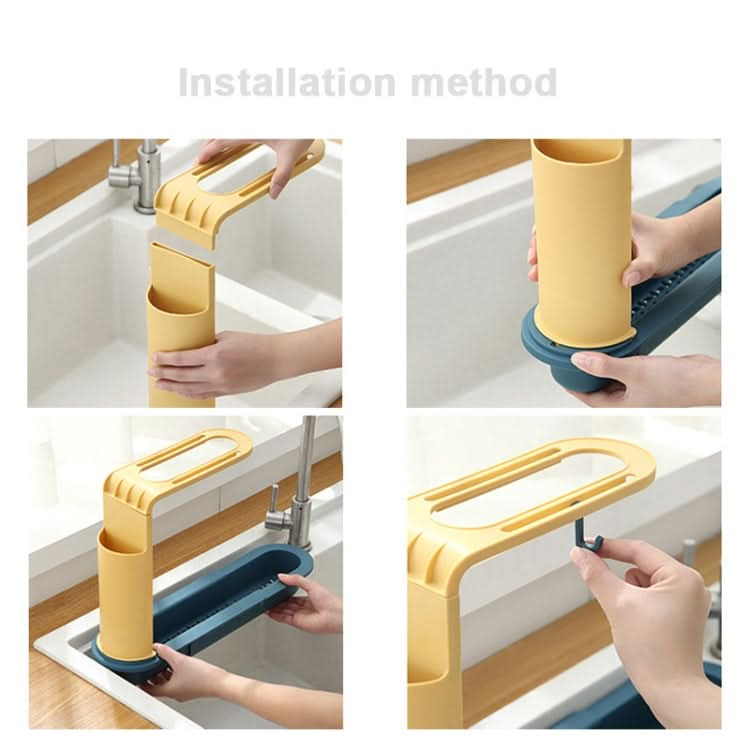 2 PCS Sink Telescopic Storage Drain Rack Kitchen Shelf Dishwashing Cloth Rack