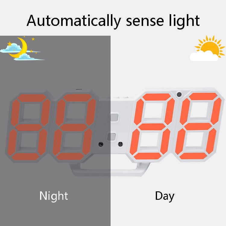 6609 3D Stereo LED Alarm Clock Living Room 3D Wall Clock My Store