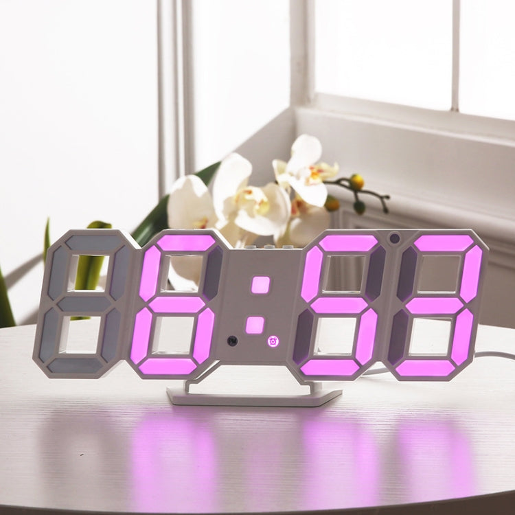 6609 3D Stereo LED Alarm Clock Living Room 3D Wall Clock My Store