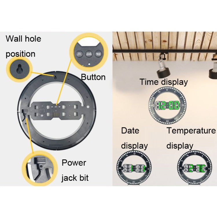 DS-3688L Living Room 3D Wall Clock Big Screen LED Electronic Clock My Store