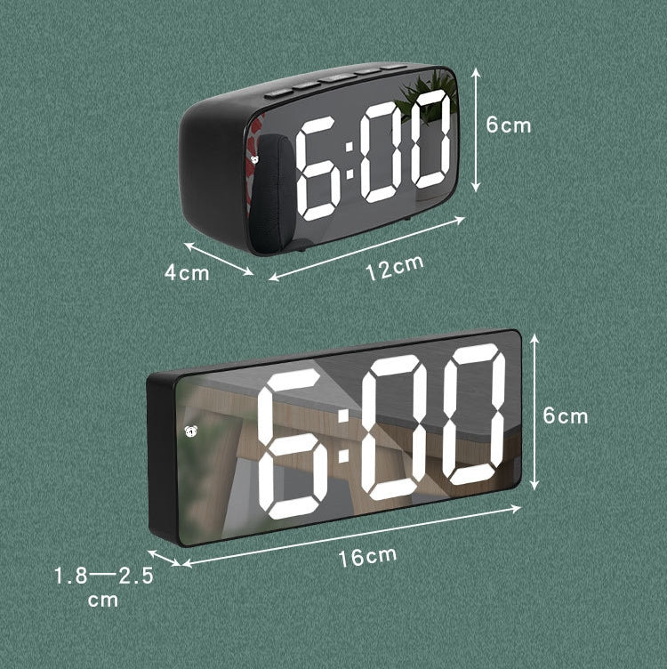 Mirror Bedside Alarm Clock Battery Plug-In Dual-Purpose LED Clock My Store