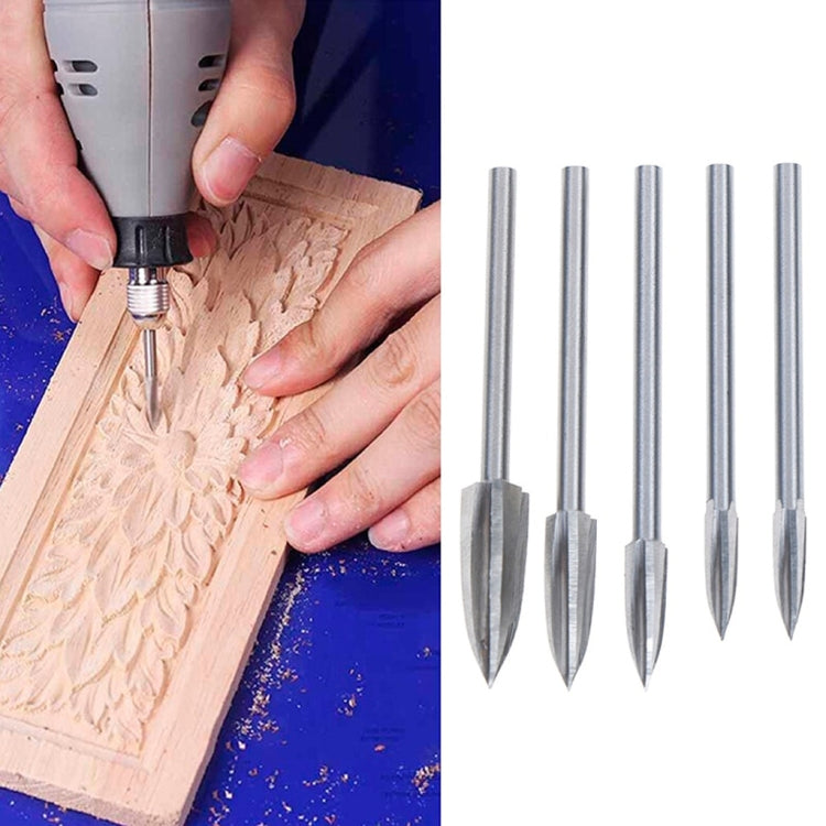 5 PCS / Set Woodworking White Steel Pointed Three-Blade Engraving Milling Cutter Electric Engraving Knife My Store