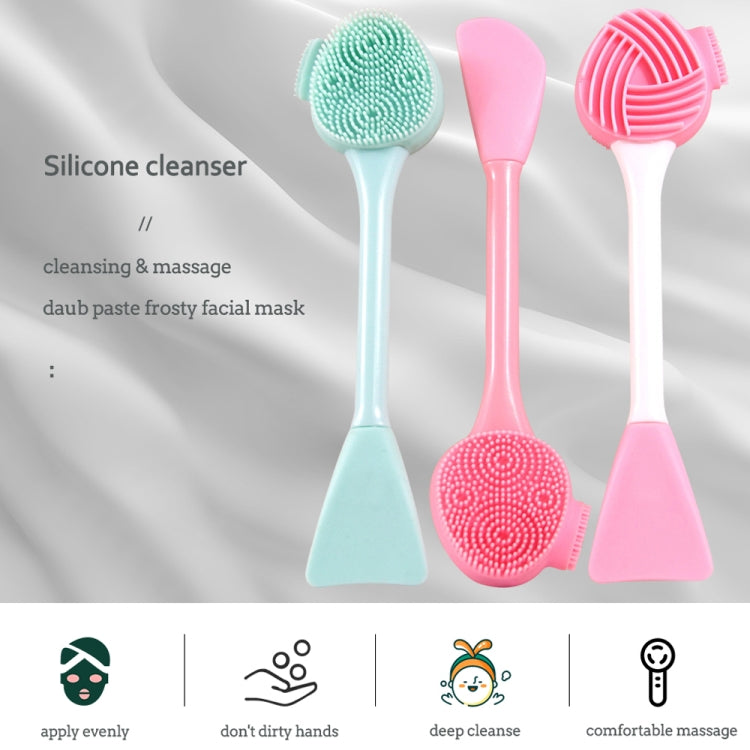 Hand-Held Silicone Cleansing Brush And Mask Brush Green White Double-head Knife