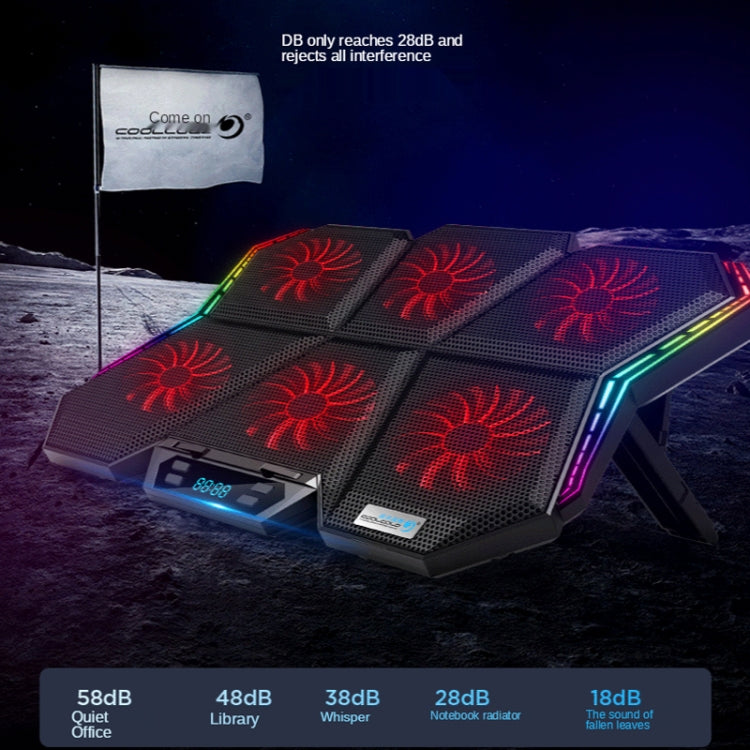 COOLCOLD RGB Notebook Radiator Six Fan Adjustable Laptop Cooling Base