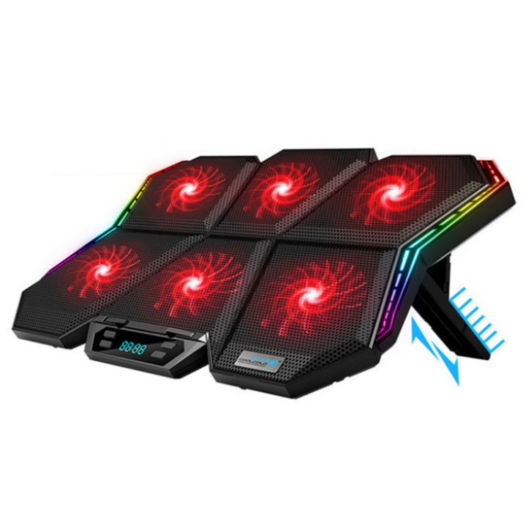 COOLCOLD RGB Notebook Radiator Six Fan Adjustable Laptop Cooling Base My Store