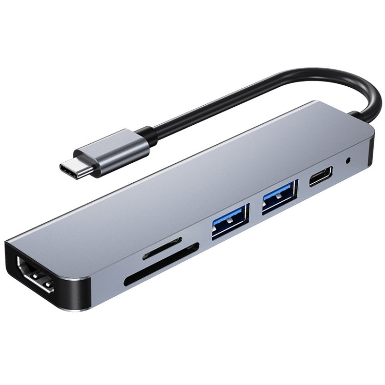 6 In 1 USB-C / Type-C To 4K HDMI + SD / TF Card Slot + PD USB-C / Type-C Charging + 2 USB 3.0 Ports Multifunctional HUB Docking Station My Store