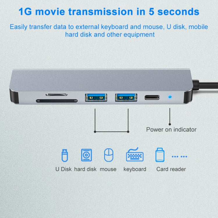 6 In 1 USB-C / Type-C To 4K HDMI + SD / TF Card Slot + PD USB-C / Type-C Charging + 2 USB 3.0 Ports Multifunctional HUB Docking Station My Store