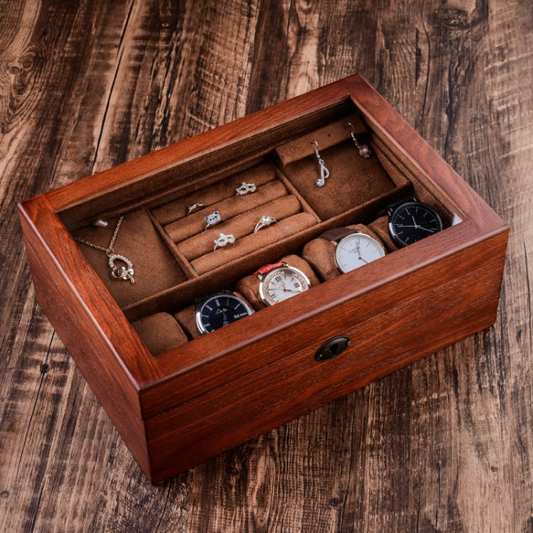 Wooden Watch Storage Box Jewelry Double-Layer Storage Display Box With Lock