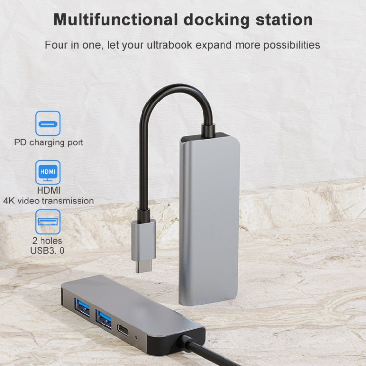 BYL-2011 4 In 1 USB-C / Type-C To 4K HDMI + USB 3.0 + USB 2.0 + PD USB-C / Type-C Charging Ports Multifunctional HUB Docking Station My Store