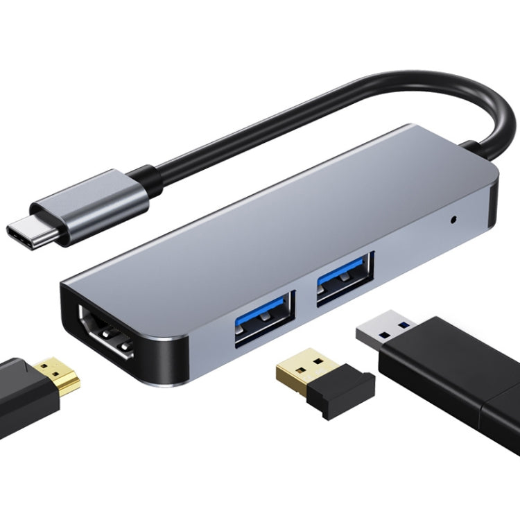 3 In 1 USB-C / Type-C To 4K HDMI + 2 USB 3.0 Ports Multifunctional HUB Docking Station-Reluova