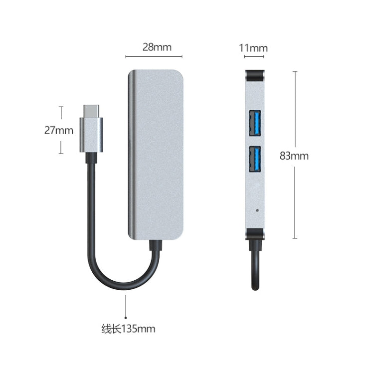 3 In 1 USB-C / Type-C To 4K HDMI + 2 USB 3.0 Ports Multifunctional HUB Docking Station