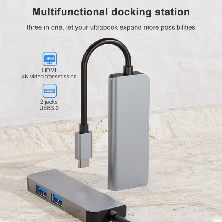 3 In 1 USB-C / Type-C To 4K HDMI + 2 USB 3.0 Ports Multifunctional HUB Docking Station-Reluova