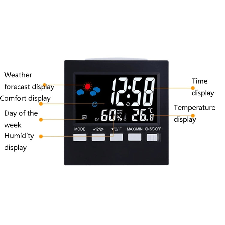 2159 Household Temperature And Humidity Display Alarm Clock Indoor Electronic Digital Display Multi-Function Color Screen Clock