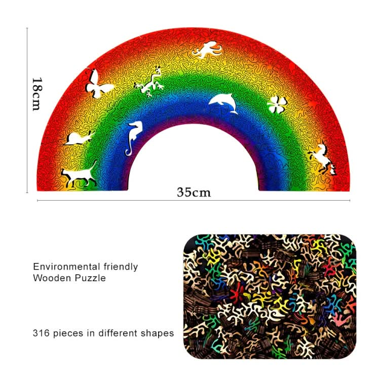 Rainbow Puzzle Irregularly Shaped Adult Wooden Puzzle Toy Reluova