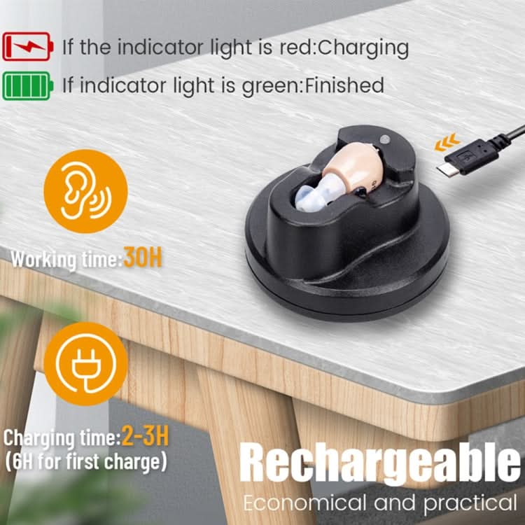 Z-12 Rechargeable In-Ear Sound Amplifier Hearing Aid with USB Cradle Charger