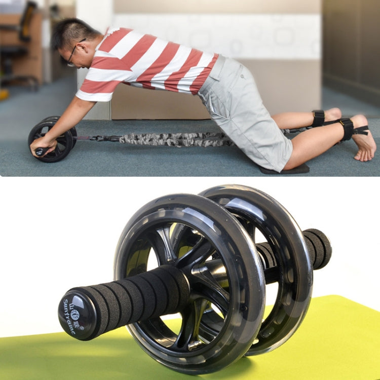 SHANLIAN PU Abdominal Wheel Double-Wheel Abdominal Wheel Mute Exercise Fitness Roller with Kneeling Pad